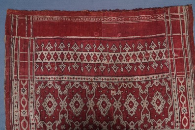 A ceremonial patola ikat sari for the Indonesian market with East India Company-stamps, Gujarat, India, 17th C.